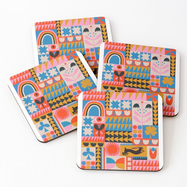 Item preview, Colorful Quilt Pattern Print – Vintage Patchwork Folk Art Design designed and sold by pnkrose.