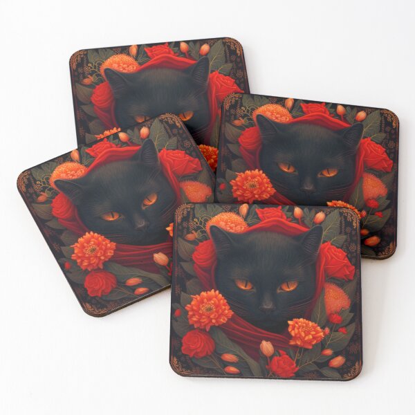 Item preview, Black Cat and Marigolds designed and sold by CraftedHome.