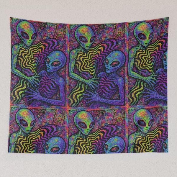 Item preview, Neon Psychedelic Alien Duo designed and sold by weirdfishes123.