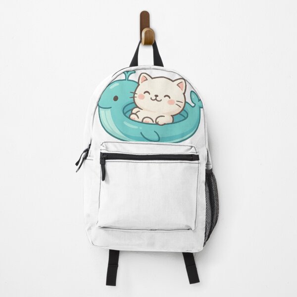 Item preview, Cute Beige Cat on Blue Whale Float designed and sold by SassyArtistry.