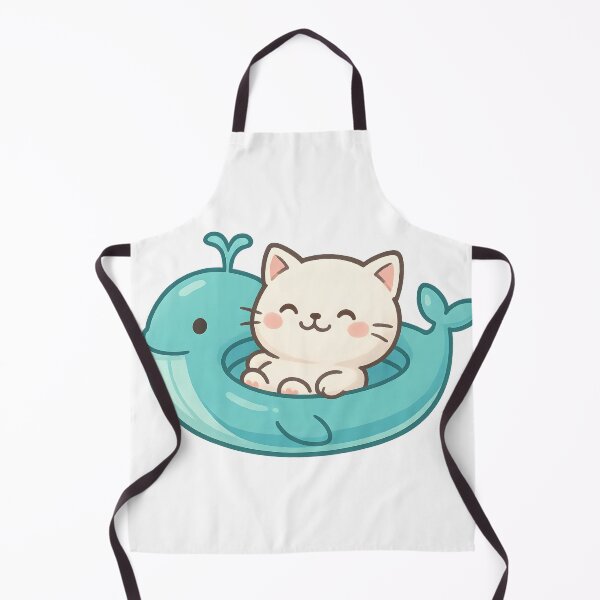 Item preview, Cute Beige Cat on Blue Whale Float designed and sold by SassyArtistry.