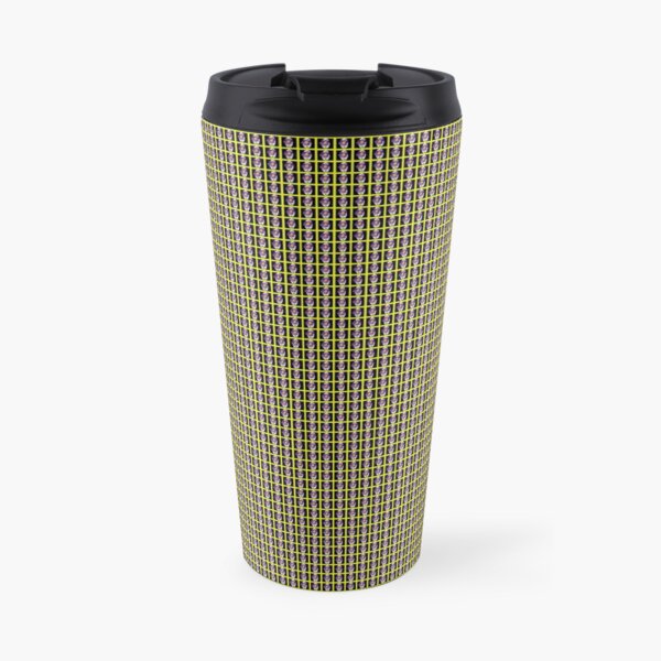 Black and Yellow Abstract Flower Pattern Travel Coffee Mug