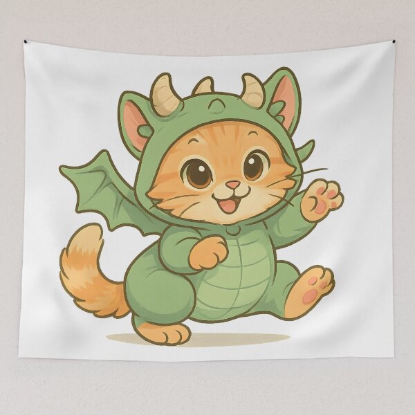 Item preview, orange cat in dragon costume designed and sold by SassyArtistry.