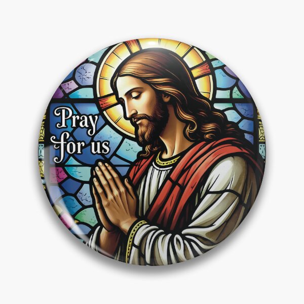 Item preview, Pray for Us Stained Glass Jesus Art Sticker" designed and sold by Origen88.