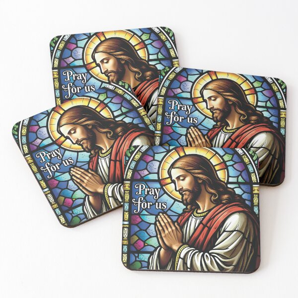 Item preview, Pray for Us Stained Glass Jesus Art Sticker" designed and sold by Origen88.