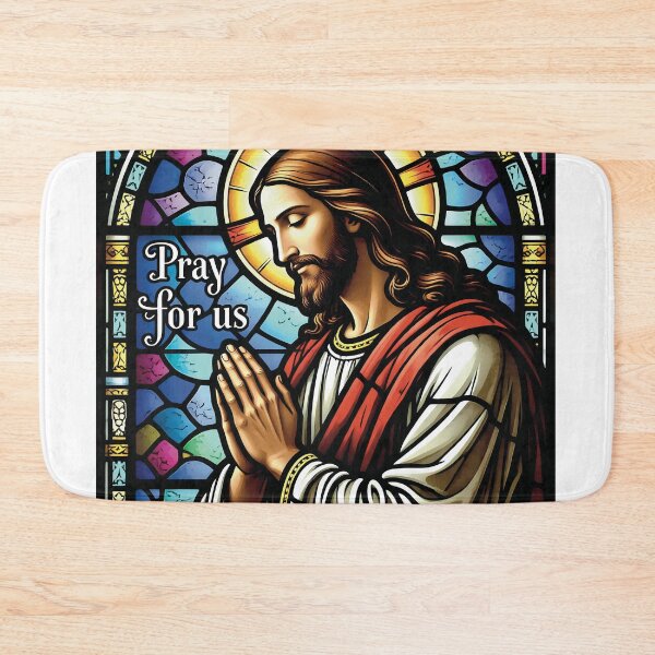 Item preview, Pray for Us Stained Glass Jesus Art Sticker" designed and sold by Origen88.