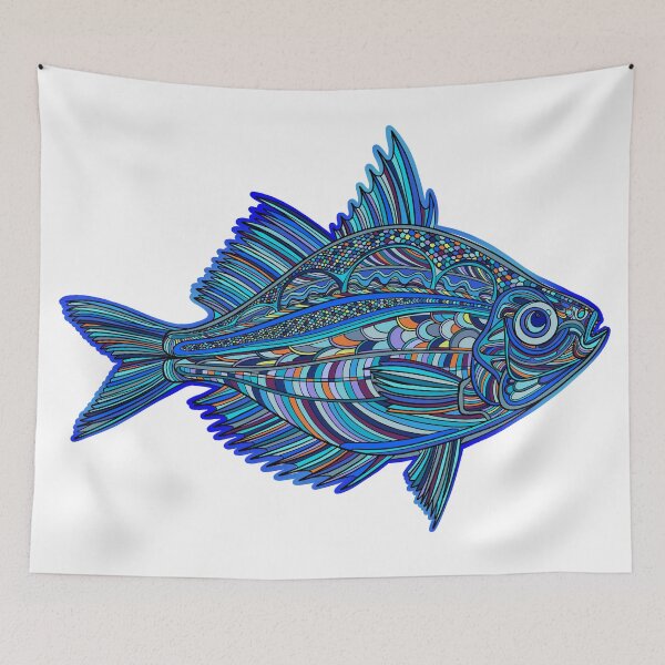 Item preview, Blue abstract tropical fish designed and sold by DaveDanchuk.