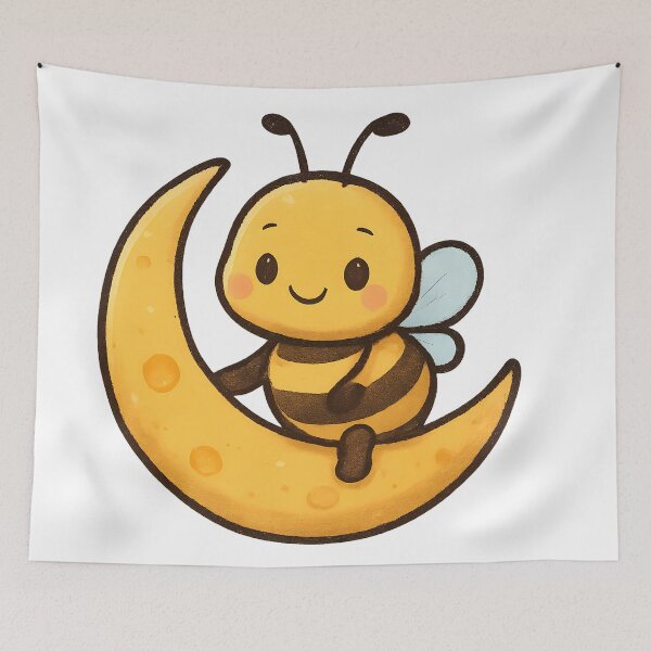 Item preview, honey moon bee cute illustration designed and sold by SassyArtistry.
