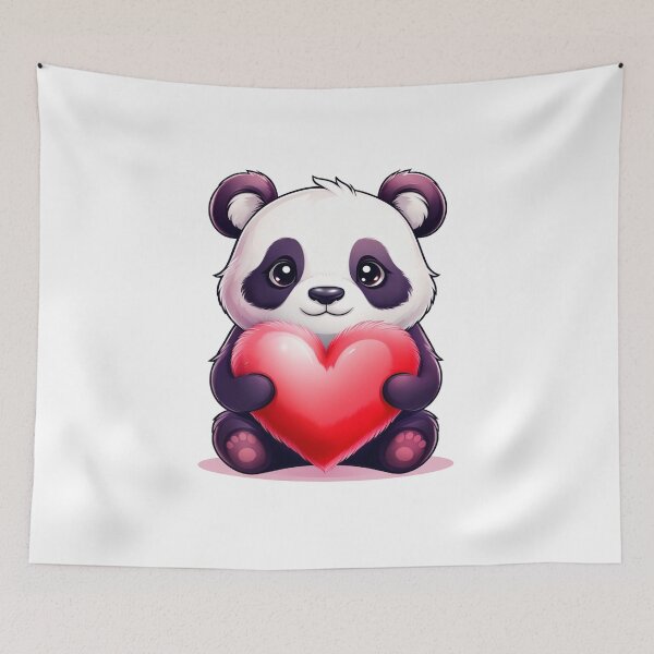 Item preview, Cute Cartoon Panda Holding Fluffy Love Heart designed and sold by marionrien.