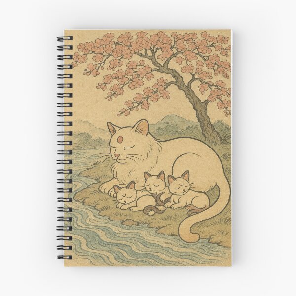 Item preview, Japanese cats relaxing with Sakura  designed and sold by lolainprogress.