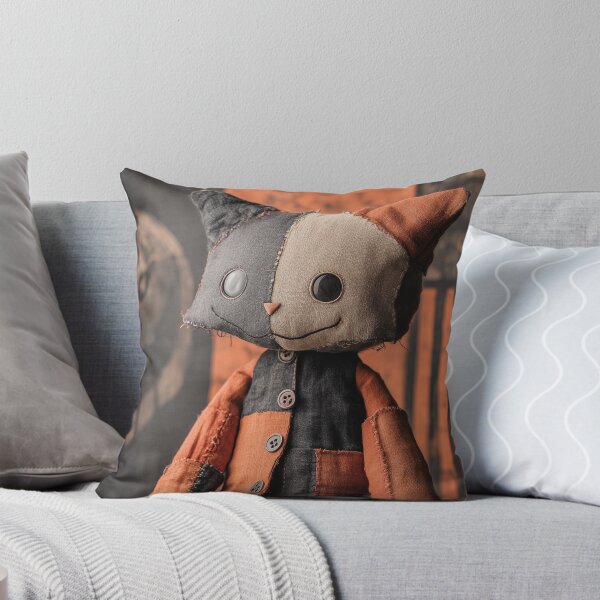 Artikelvorschau, Gruselige Knopfaugen-Halloween-Patchwork-Katze entworfen und verkauft von TheColorKey.