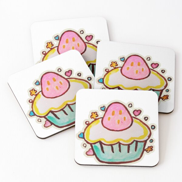 Item preview, Kawaii Cute Cupcake Food watercolor illustration  designed and sold by happiartworks .