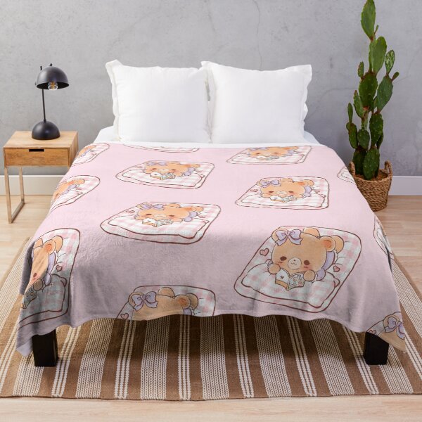 Item preview, Cute Girly Bear Reading Shojo Manga in Comfy Cozy Bed designed and sold by Amy Caves.