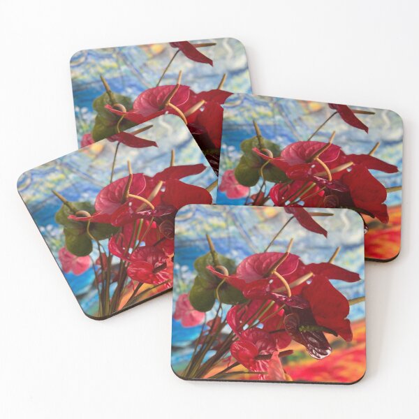 Item preview, Red Blossoms with Painted Sky Mural designed and sold by TrisaThyme.