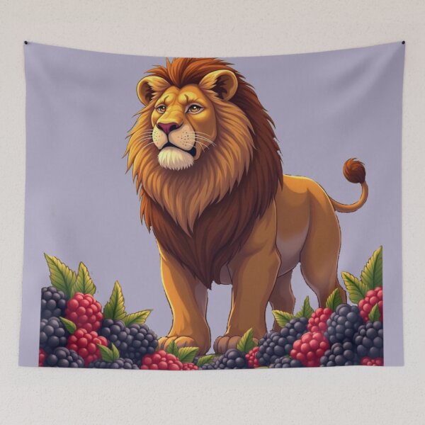 Item preview, Lion, blackberries and raspberries designed and sold by PierreAlbijanic.