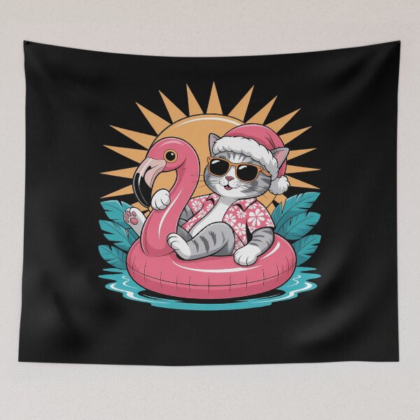 Item preview, Cat Christmas in July Hawaiian Flamingo XMAS Dab designed and sold by LeeEvans222.