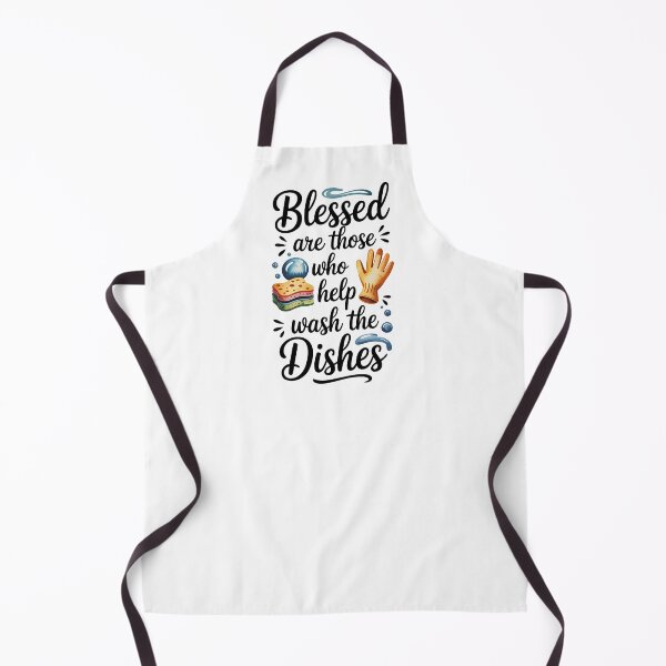 Item preview, Blessed Are Those Who Help Wash The Dishes Funny Kitchen Apron designed and sold by Compass and a Camera.