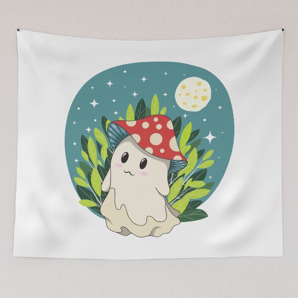 Item preview, Spooky Cute Tiny Ghost Mushroom in the Beautiful Night designed and sold by DREEMBLOOM Designs.