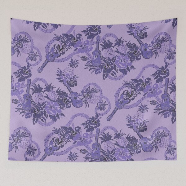 Item preview, Pineapple and Ukulele Hawaiian Serenade-monochromatic purple designed and sold by Linda Maliuana.