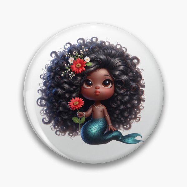 Item preview, Cute Afro Mermaid with Red Flower | Black Girl Magic designed and sold by Lulunza.