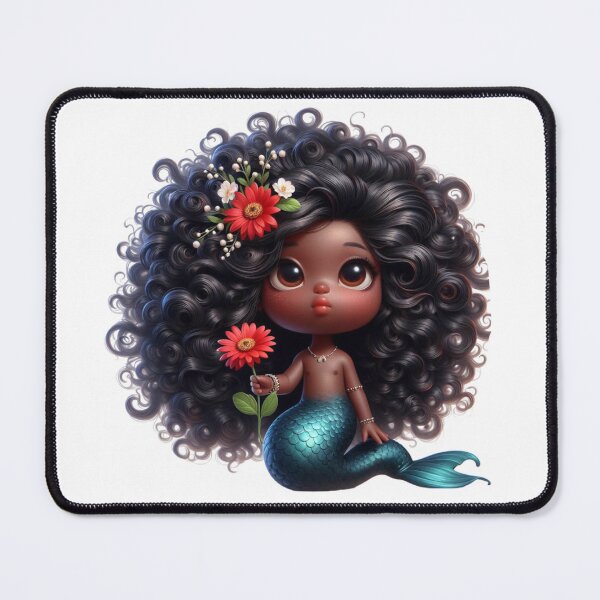 Item preview, Cute Afro Mermaid with Red Flower | Black Girl Magic designed and sold by Lulunza.