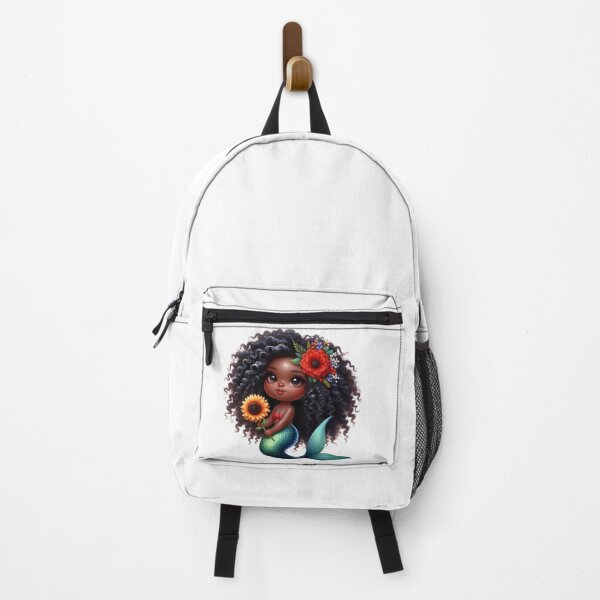 Item preview, Adorable Black Mermaid with Sunflower | Afro Mermaid Art designed and sold by Lulunza.
