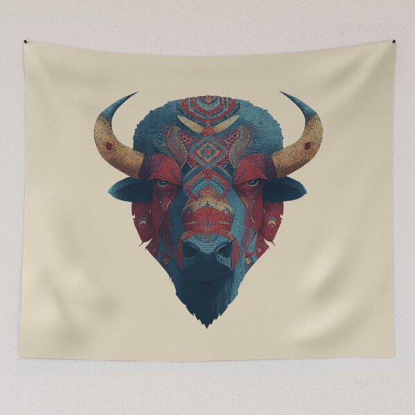 Item preview, Bison Head Illustration – Tribal Mandala Animal Art designed and sold by Meiersbeste.