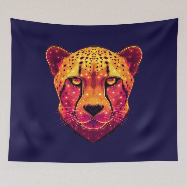 Item preview, Cheetah Head Illustration – Neon Wildlife Animal Art designed and sold by Meiersbeste.