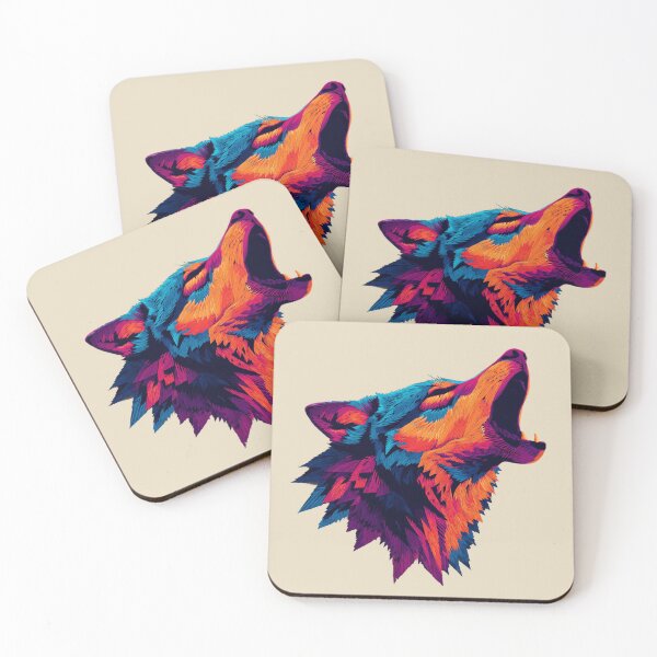 Item preview, Coyote Head Howling – Neon Wildlife Spirit Animal Illustration designed and sold by Meiersbeste.