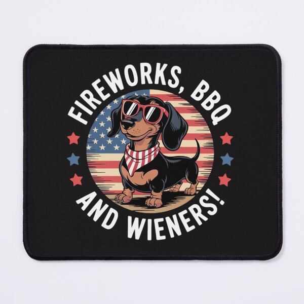 Item preview, Fireworks BBQ & wieners Funny Weiner Dog July 4th Dachshund designed and sold by Ikwalima.