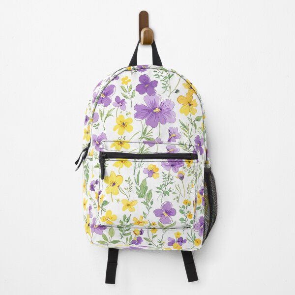 Item preview, Purple And Yellow Floral Pattern With Green Stems designed and sold by CoolPixels.