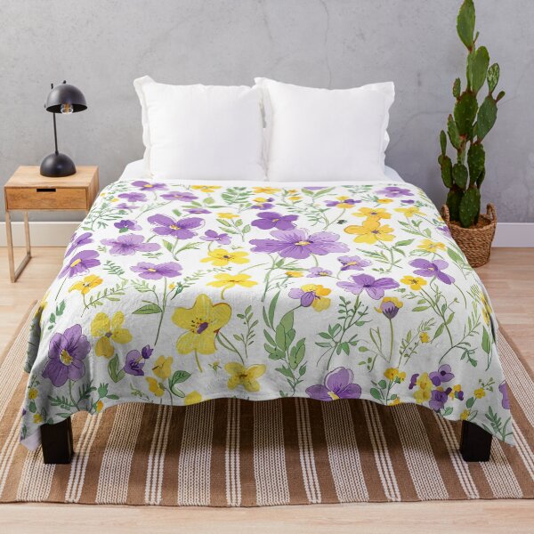 Item preview, Purple And Yellow Floral Pattern With Green Stems designed and sold by CoolPixels.