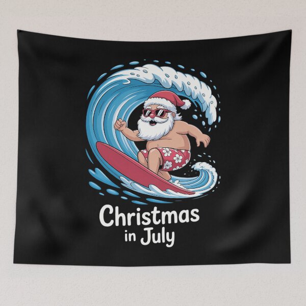 Item preview, Christmas in July - Santa Hawaiian Surfing - Summer Xmas designed and sold by BiellaSar.