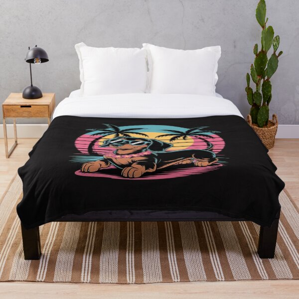 Aperçu de l'œuvre Chien teckel hawaïen Ambiance estivale florale tropicale créée et vendue par Ikwalima.