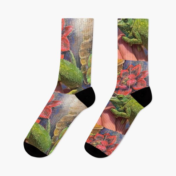 Item preview, Chameleon with Tropical Painted Flowers designed and sold by TrisaThyme.