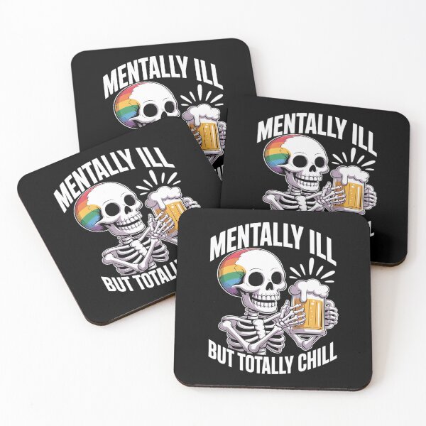 Item preview, Mentally Ill But Totally Chill Gay Pride Skeleton Flag LGBT designed and sold by itsnothatweird.