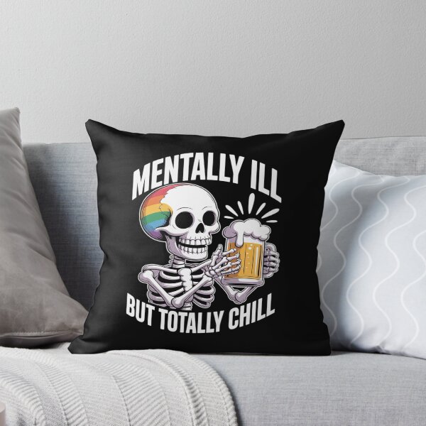 Item preview, Mentally Ill But Totally Chill Gay Pride Skeleton Flag LGBT designed and sold by itsnothatweird.