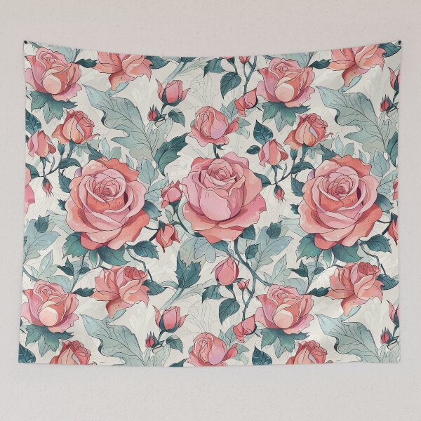 Item preview, Pink Rose Pattern With Green Foliage designed and sold by CoolPixels.