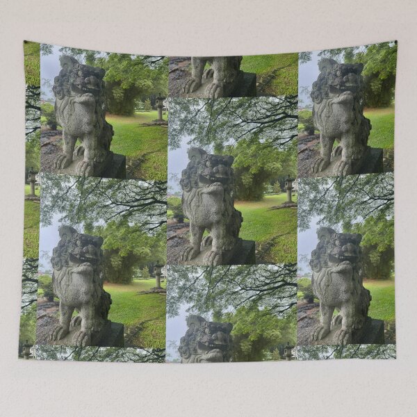 Item preview, Stone Guardian Lion Under the Trees designed and sold by TrisaThyme.