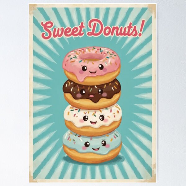 Item preview, Retro Donuts Poster   designed and sold by SEIMEI2025.