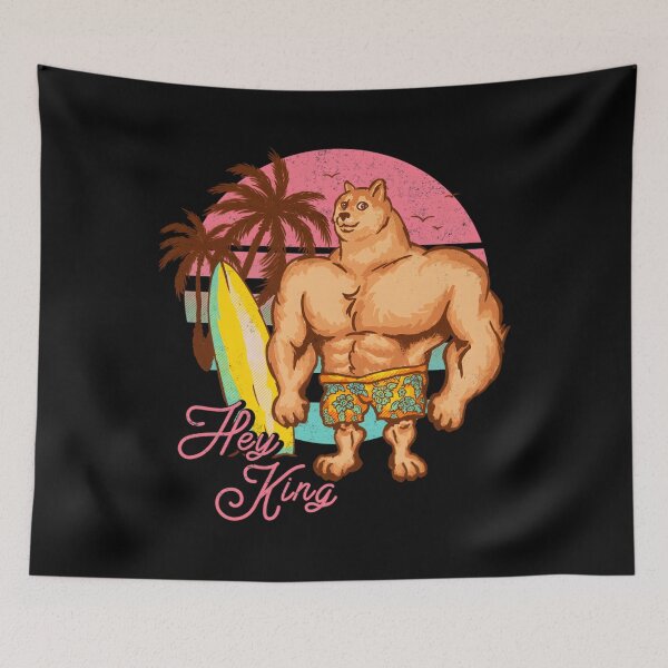 Item preview, Swole Doge Chilling On The Beach  Pink  Hey King  Big Muscle Buff Dog Meme  Chad Shiba Inu Doggo	 designed and sold by vwfcvgzkaqr32.