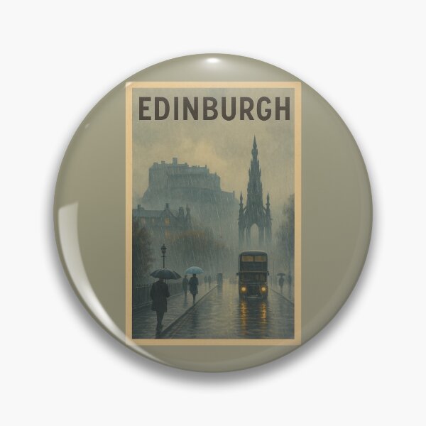 Item preview, Edinburgh Scotland Travel Art – Rainy Cityscape with Castle and Scott Monument designed and sold by Annika Shurafa.