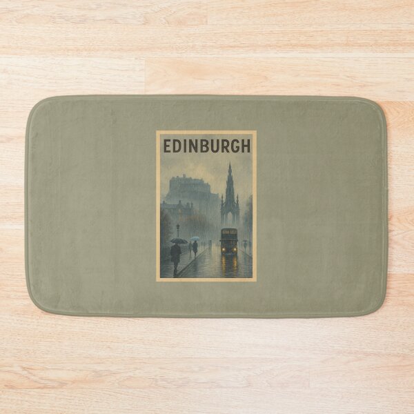 Item preview, Edinburgh Scotland Travel Art – Rainy Cityscape with Castle and Scott Monument designed and sold by Annika Shurafa.