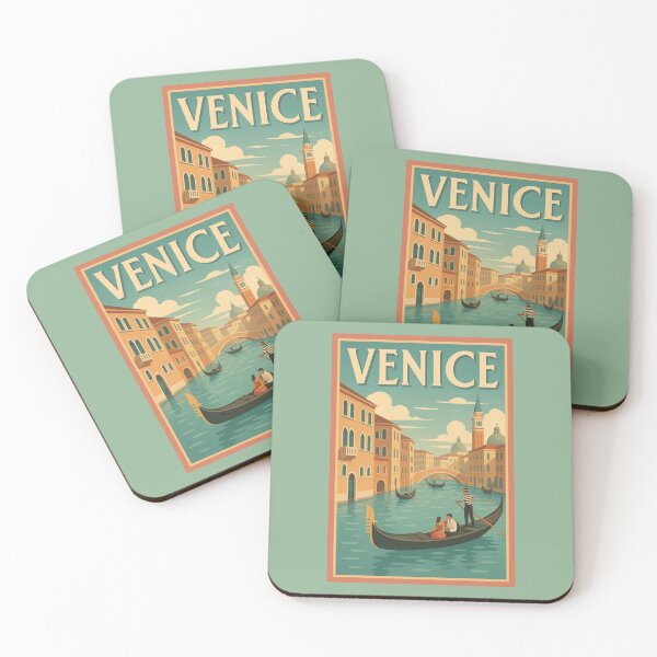 Item preview, Venice Italy Travel Art – Gondolas on the Grand Canal Vintage Style designed and sold by Annika Shurafa.