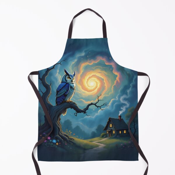 Item preview, A Majestic Owl With Rustic Cottage With Smoke Curling From Its Chimney designed and sold by Wiss2Arts.
