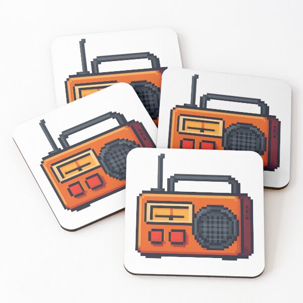 Item preview, Orange retro radio in pixel art designed and sold by arteopolis.