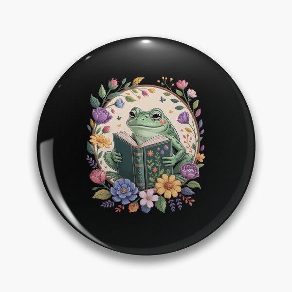 Item preview, Frog Reading Book Floral designed and sold by SlogariArt.