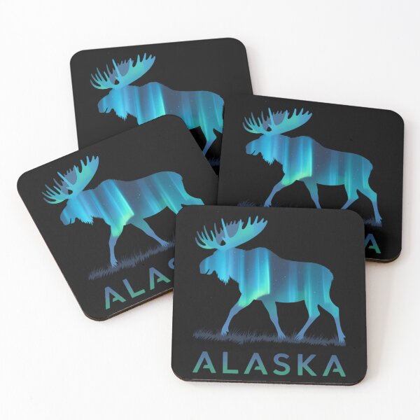 Item preview, Alaskan Moose with Aurora Borealis Snow Scene designed and sold by Moon-Ape.