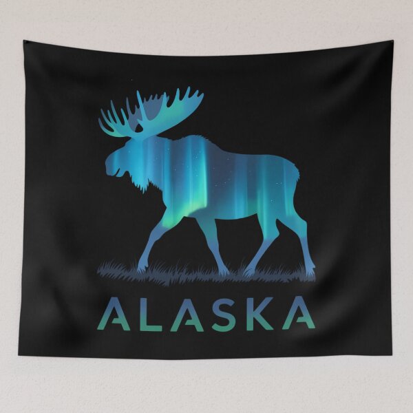Item preview, Alaskan Moose with Aurora Borealis Snow Scene designed and sold by Moon-Ape.