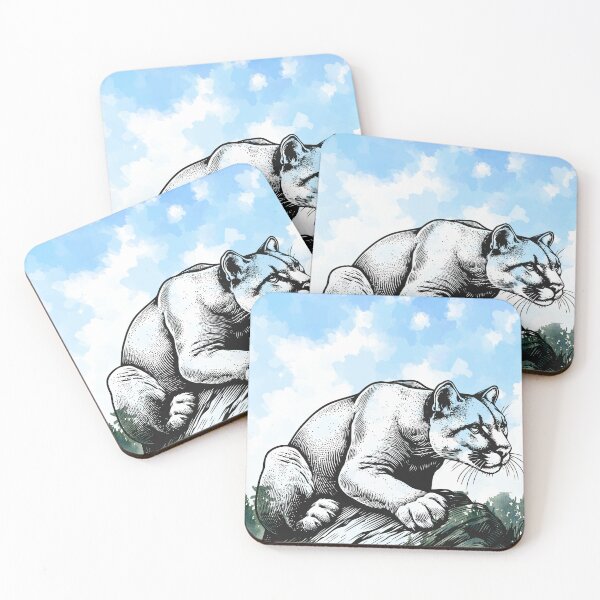 Item preview, Mountain Lion on Rock Ink Illustration designed and sold by Mohamed  Ramadan.